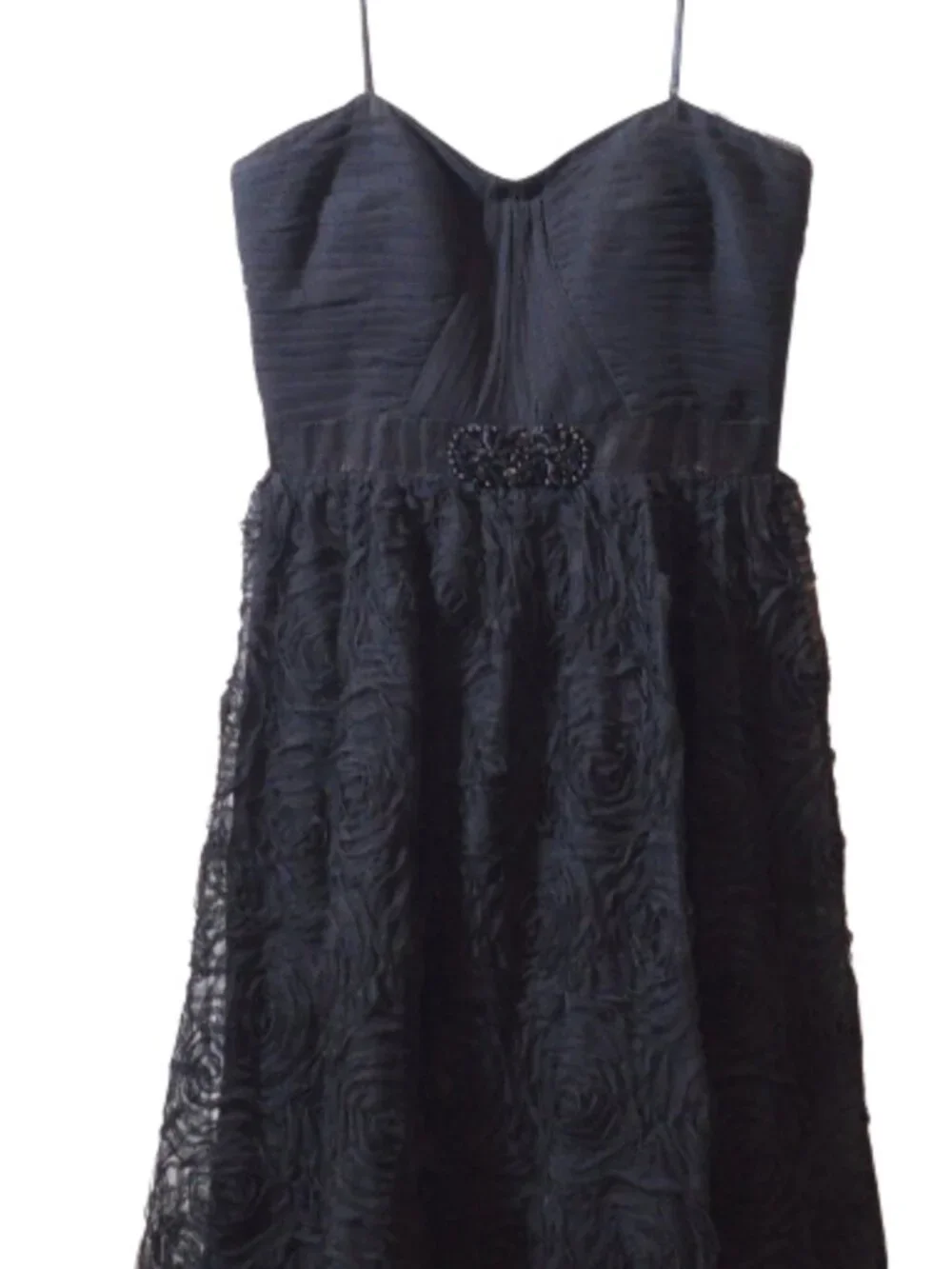 Adrianna Papell Black Rosette Strapless Ball Gown Formal Dress 8